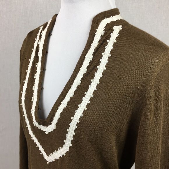 Tommy Bahama Lg Linen beaded embroidered tunic top - Picture 3 of 8